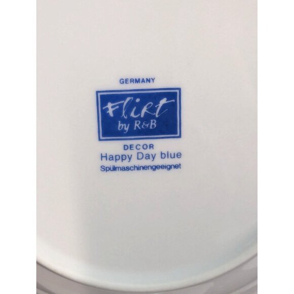 Germany Flirt by R&B Decor Happy Day Blue Rimmed Soup Bowls 8 1/2" Set of 4 - Picture 7 of 7